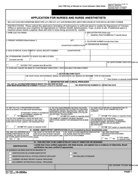 This <b>form</b> will allow a nurse or nurse anesthetist to apply for recognition in the Veterans Health Administration. . Va form 102850a